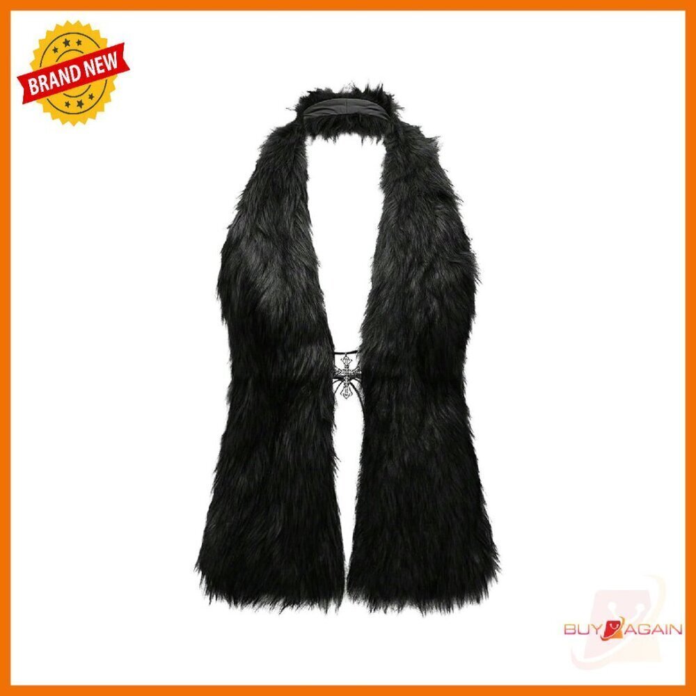 Faux Fur Halter Vest Sleeveless Tie Backless Tank Top Y2K Rave Party